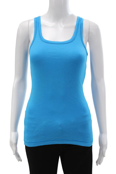 Splendid Women Sleeveless Camisole Square Neck Blue Pima Cotton Modal Size M