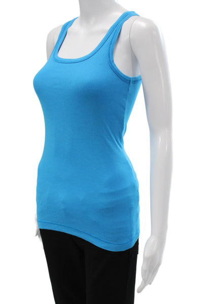 Splendid Women Sleeveless Camisole Square Neck Blue Pima Cotton Modal Size M