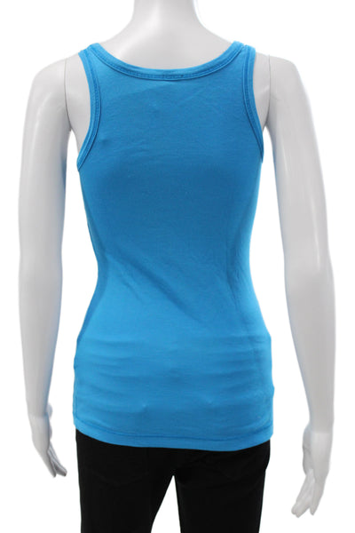Splendid Women Sleeveless Camisole Square Neck Blue Pima Cotton Modal Size M