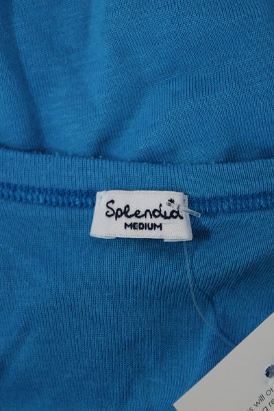 Splendid Women Sleeveless Camisole Square Neck Blue Pima Cotton Modal Size M