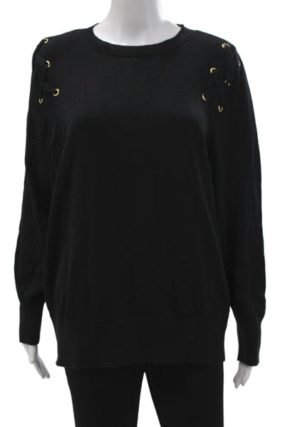 Michael Michael Kors Unisex Pullover Sweater Black Crew Neck Lace Up Size 1X