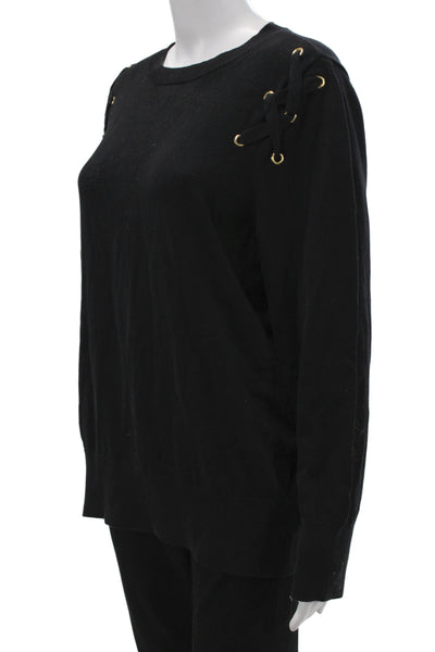 Michael Michael Kors Unisex Pullover Sweater Black Crew Neck Lace Up Size 1X