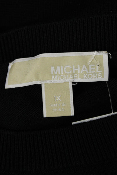 Michael Michael Kors Unisex Pullover Sweater Black Crew Neck Lace Up Size 1X