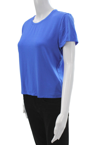 Babaton Womens Basic T-Shirt Crew Neck Short Sleeve Blue Tencel Lyocell Size M