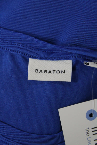 Babaton Womens Basic T-Shirt Crew Neck Short Sleeve Blue Tencel Lyocell Size M