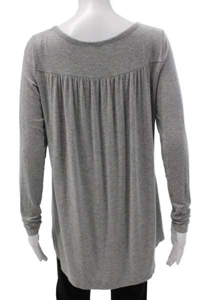 Theory Womens Basic Long Sleeve Tunic T Shirt Gray Modal Size M