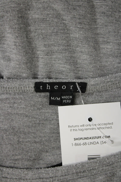 Theory Womens Basic Long Sleeve Tunic T Shirt Gray Modal Size M