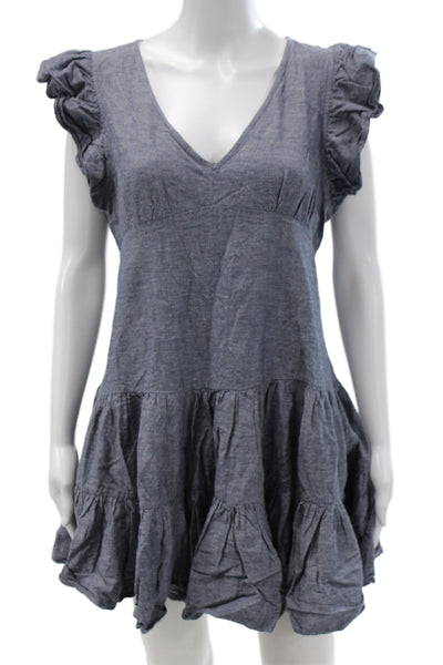 Jill Jill Stuart Womens Fit & Flare Sundress Gray V Neck Zip Short Size L