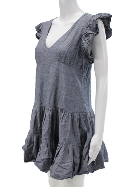 Jill Jill Stuart Womens Fit & Flare Sundress Gray V Neck Zip Short Size L