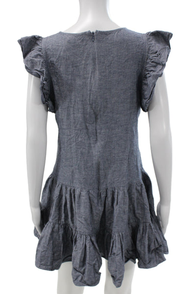 Jill Jill Stuart Womens Fit & Flare Sundress Gray V Neck Zip Short Size L