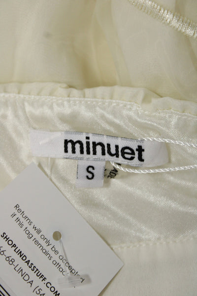 Minuet Womens Fit & Flare Sundress Beige V Neck Sleeveless Bohemian Size S