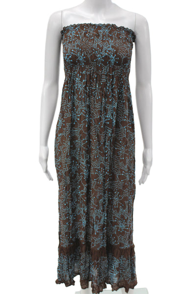 Cool Change Women Maxi Sundress Floral Brown Rayon Sleeveless Mid-Calf Size S