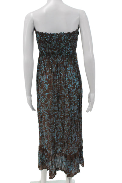 Cool Change Women Maxi Sundress Floral Brown Rayon Sleeveless Mid-Calf Size S