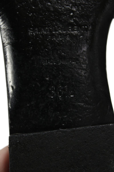 Saint Laurent Womens Leather Studded Slide On Sandals Black Size 36.5 6.5