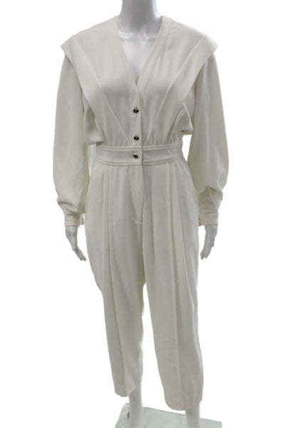 IRO Women Jumpsuit White Long Sleeve Round Neck Size 34
