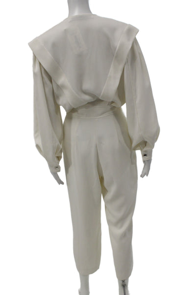 IRO Women Jumpsuit White Long Sleeve Round Neck Size 34