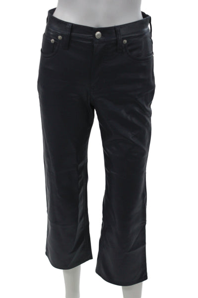 J Crew Womens Cropped Biker Pants Black Button Petites Size 23
