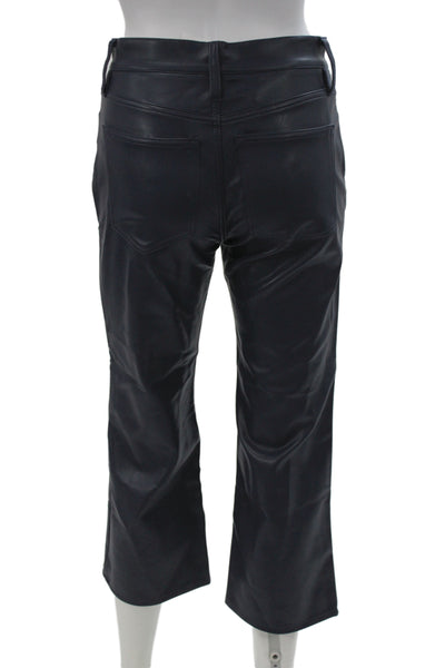 J Crew Womens Cropped Biker Pants Black Button Petites Size 23