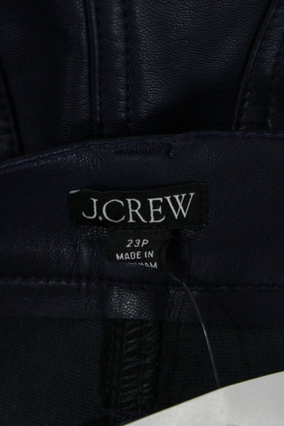 J Crew Womens Cropped Biker Pants Black Button Petites Size 23