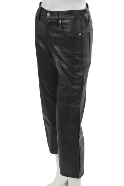 J Crew Unisex Cropped Biker Black Polyurethane Button Pants Size 23
