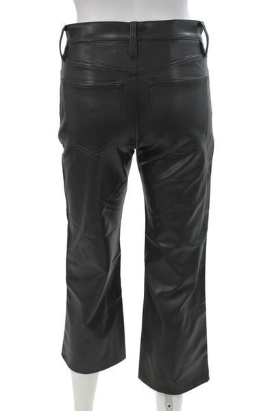 J Crew Unisex Cropped Biker Black Polyurethane Button Pants Size 23