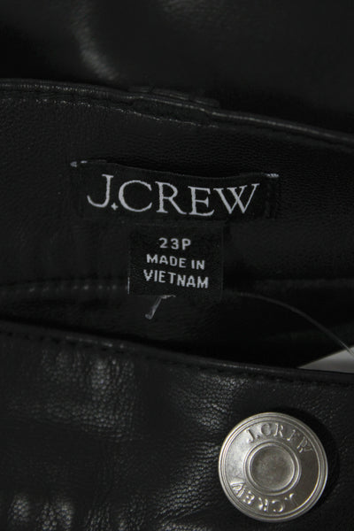 J Crew Unisex Cropped Biker Black Polyurethane Button Pants Size 23