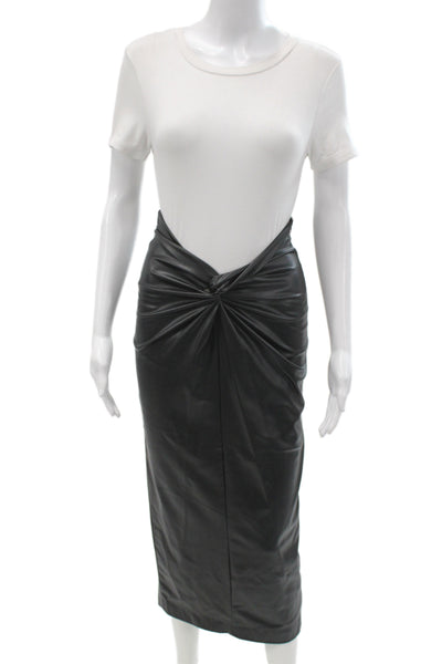 Zara Womens Straight Pencil Black Cotton Midi Skirt Size XS