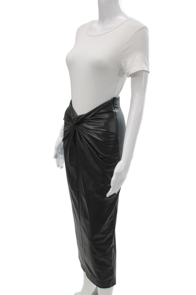 Zara Womens Straight Pencil Black Cotton Midi Skirt Size XS