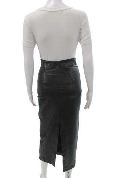 Zara Womens Straight Pencil Black Cotton Midi Skirt Size XS