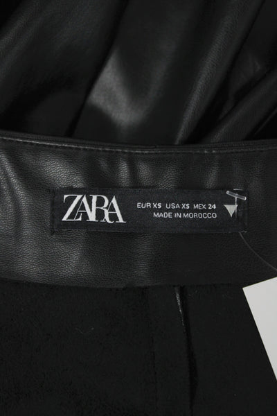 Zara Womens Straight Pencil Black Cotton Midi Skirt Size XS