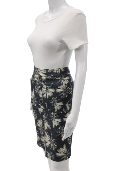 L'Agence Womens Dark Blue Floral Straight Pencil Wool Blend Skirt Size XS