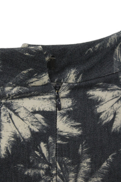 L'Agence Womens Dark Blue Floral Straight Pencil Wool Blend Skirt Size XS