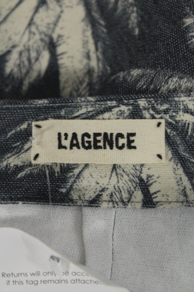 L'Agence Womens Dark Blue Floral Straight Pencil Wool Blend Skirt Size XS