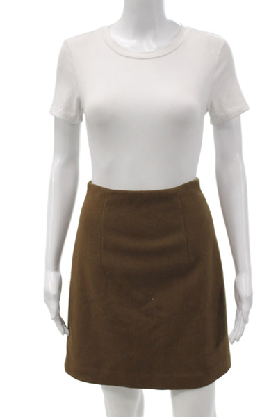 Theory Women A-Line Mini Skirt Brown 78% Virgin Wool Size 2