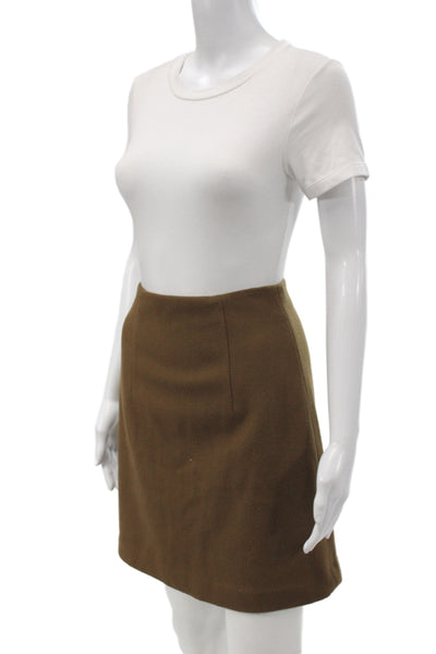 Theory Women A-Line Mini Skirt Brown 78% Virgin Wool Size 2