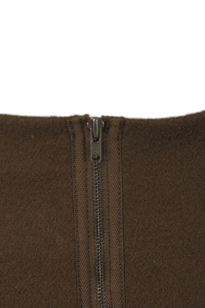 Theory Women A-Line Mini Skirt Brown 78% Virgin Wool Size 2