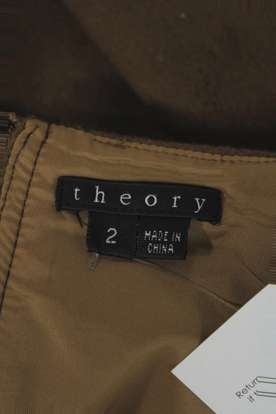 Theory Women A-Line Mini Skirt Brown 78% Virgin Wool Size 2
