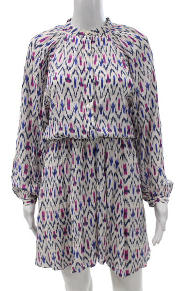 Isabel Marant Etoile Women Shirt Dress White Geometric Long Sleeve Size 34