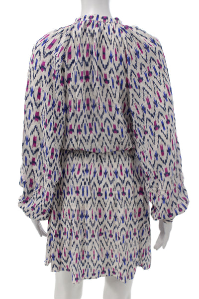 Isabel Marant Etoile Women Shirt Dress White Geometric Long Sleeve Size 34