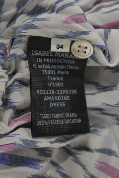 Isabel Marant Etoile Women Shirt Dress White Geometric Long Sleeve Size 34