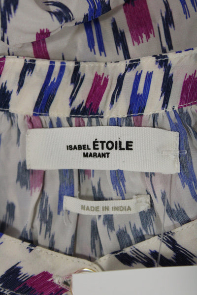Isabel Marant Etoile Women Shirt Dress White Geometric Long Sleeve Size 34