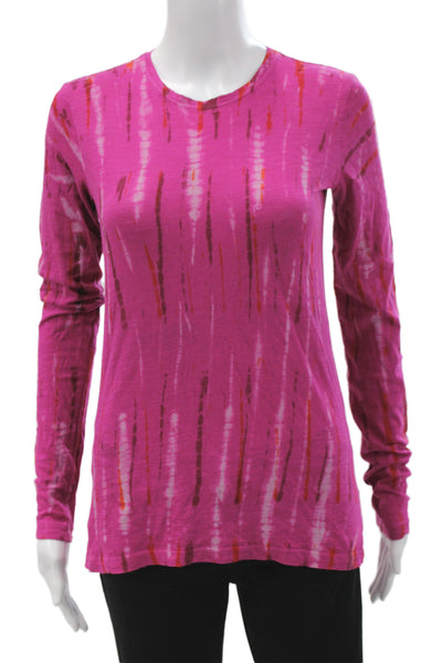 Proenza Schouler Women Pink Basic T-Shirt Crew Neck Long Sleeve Cotton Size XS