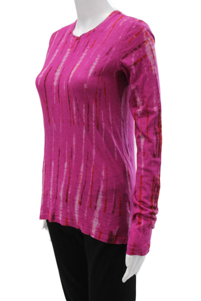 Proenza Schouler Women Pink Basic T-Shirt Crew Neck Long Sleeve Cotton Size XS