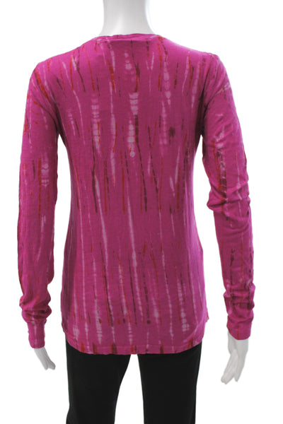 Proenza Schouler Women Pink Basic T-Shirt Crew Neck Long Sleeve Cotton Size XS