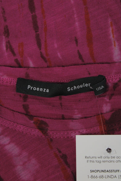 Proenza Schouler Women Pink Basic T-Shirt Crew Neck Long Sleeve Cotton Size XS