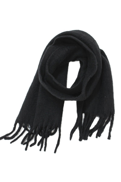 J Crew Unisex Adults Fringe Trim Scarves Black Size 80X16"