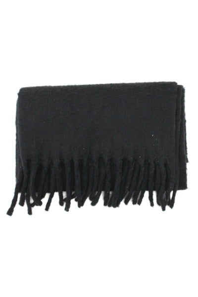 J Crew Unisex Adults Fringe Trim Scarves Black Size 80X16"