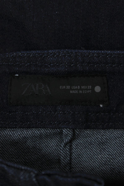 Zara Women 90s Dark Blue High Rise Jeans 28 Inseam Size 0