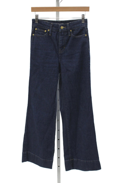 J Crew Womens Dark Blue Flared Wide Leg Jeans Size 23