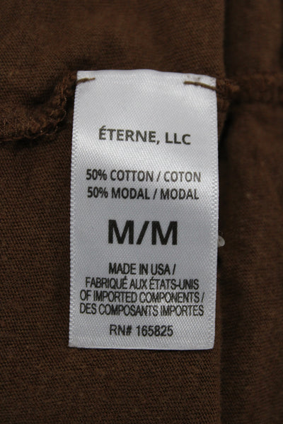Eterne Women Cropped Basic T-Shirt Brown Crew Neck Short Sleeve Size M
